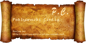 Peklyanszki Cintia névjegykártya